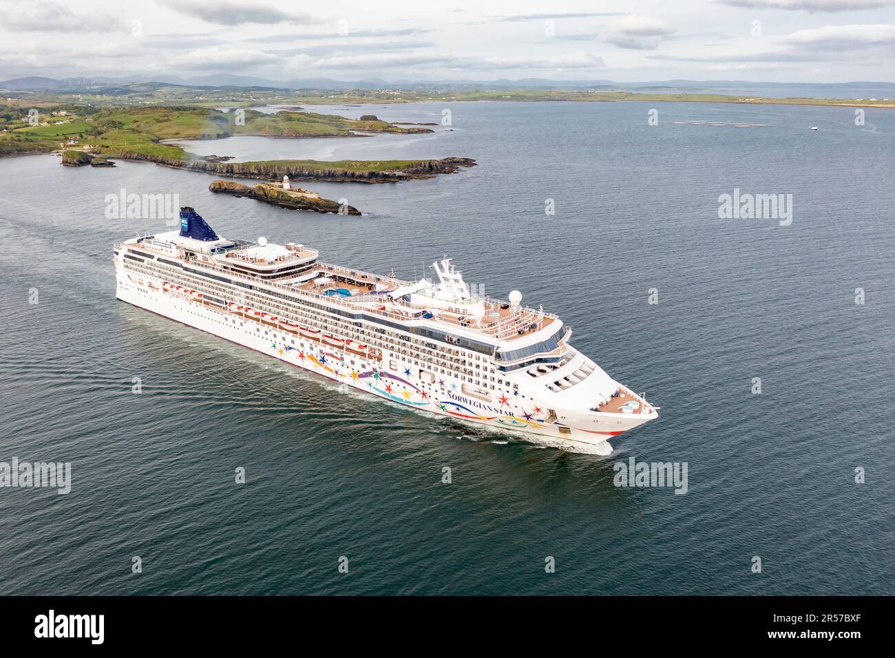 KILLYBEGS, IRELAND - MAY 16 2023: The Norwegian Star leaving after visiting Killybegs. Stock Photo
