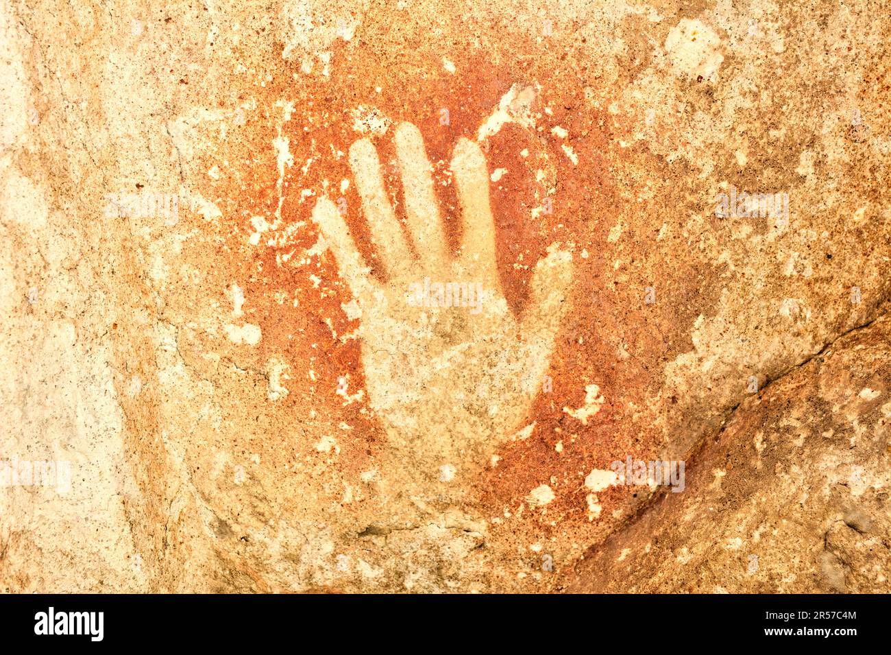 Prehistoric art handprints in Cueva de las Manos cave and complex of rock art sites in Santa
