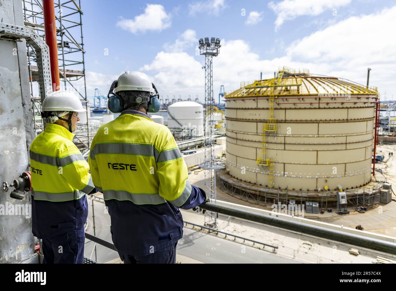 ROTTERDAM Employees on the site of the Neste refinery on the