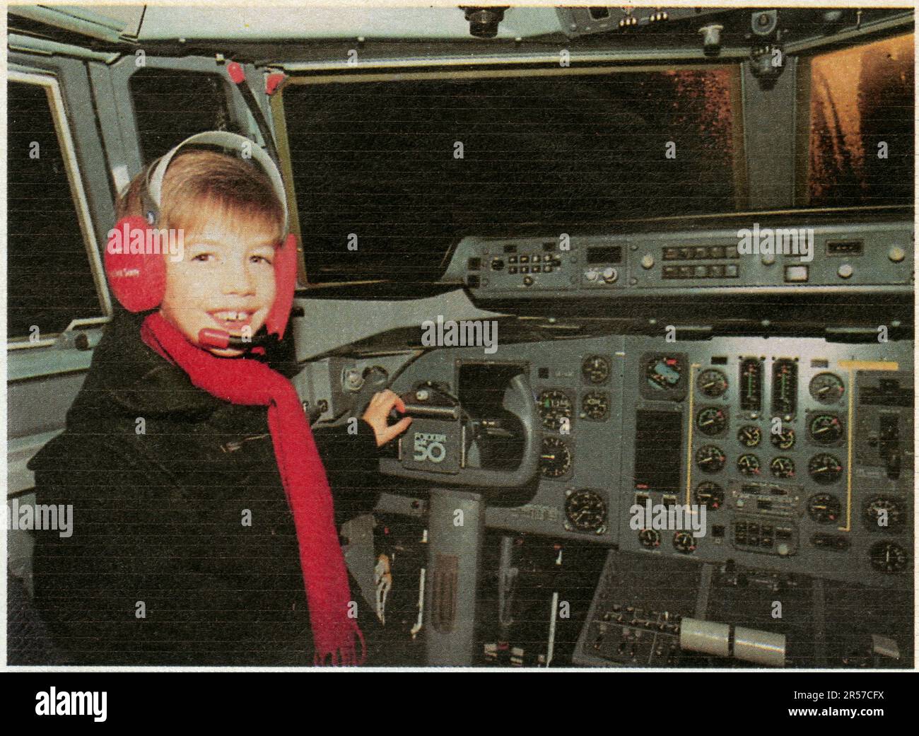 Guillaume des Pays Bas , huit ans, aux commandes d'un Fokker 50 Stock