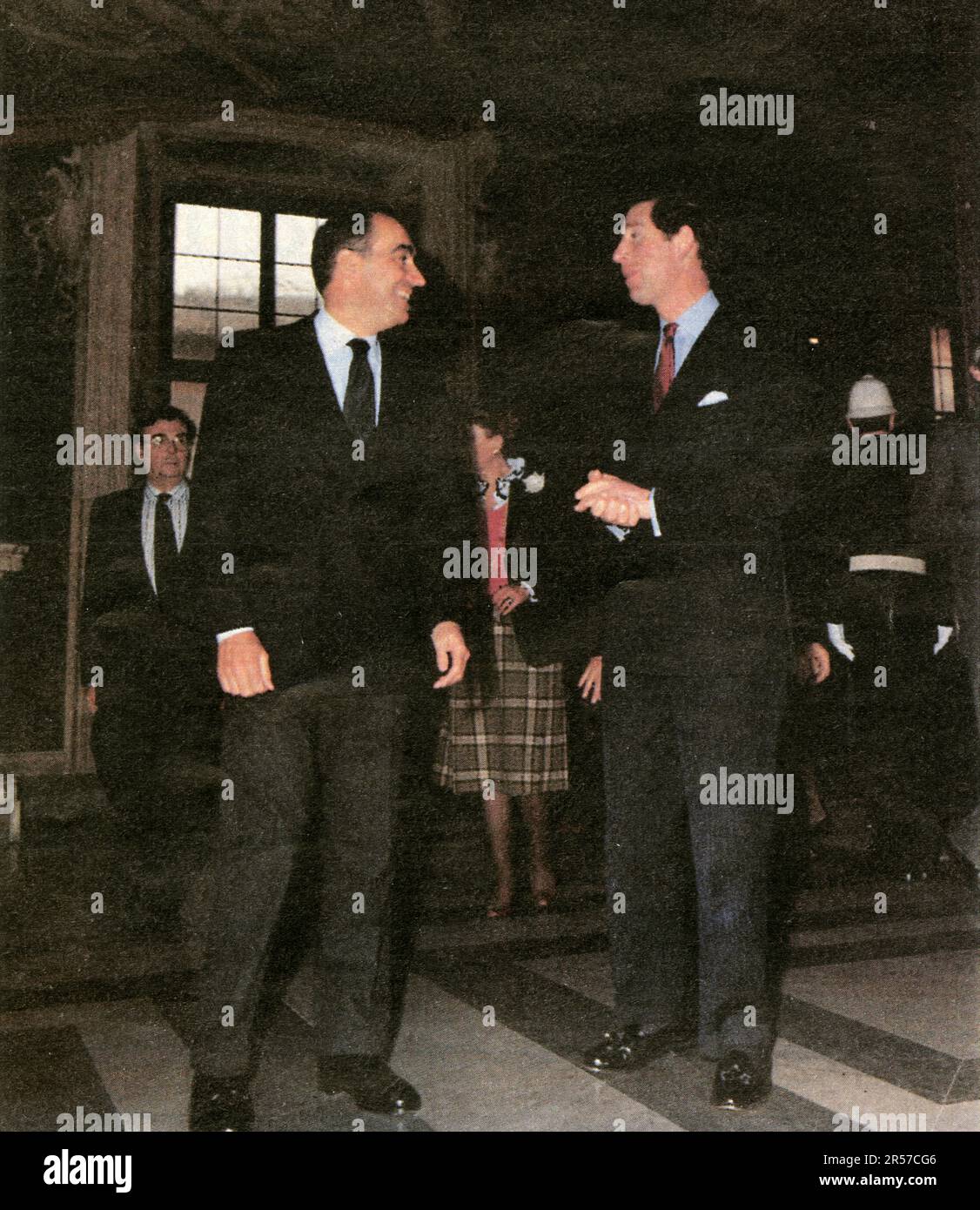 Prince Charles reçu à Rome par le maire, Franco Carraro.1990 Stock