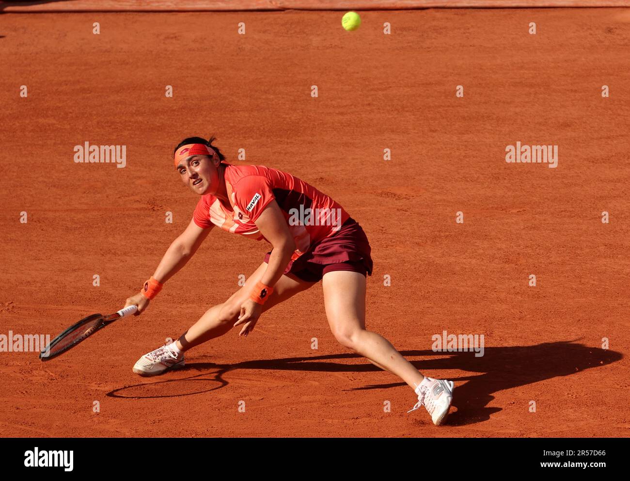 Paris, France. 01st June, 2023. Seventh-seeded Ons Jabeur of Tunisia plays against Oceane Dodin of France during their second-round match at Roland Garros French Tennis Open in Paris, France, on Thursday, June 1, 2023. Jabeur won 6-2, 6-3. Photo by Maya Vidon-White/UPI Credit: UPI/Alamy Live News Stock Photo