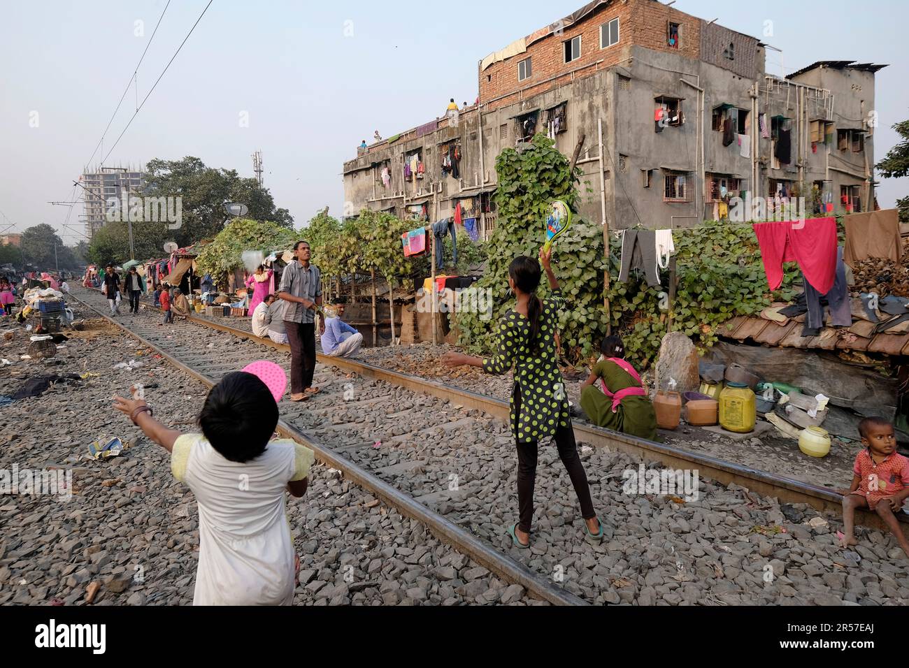 India. Kolkata. Park Circus slum Stock Photo