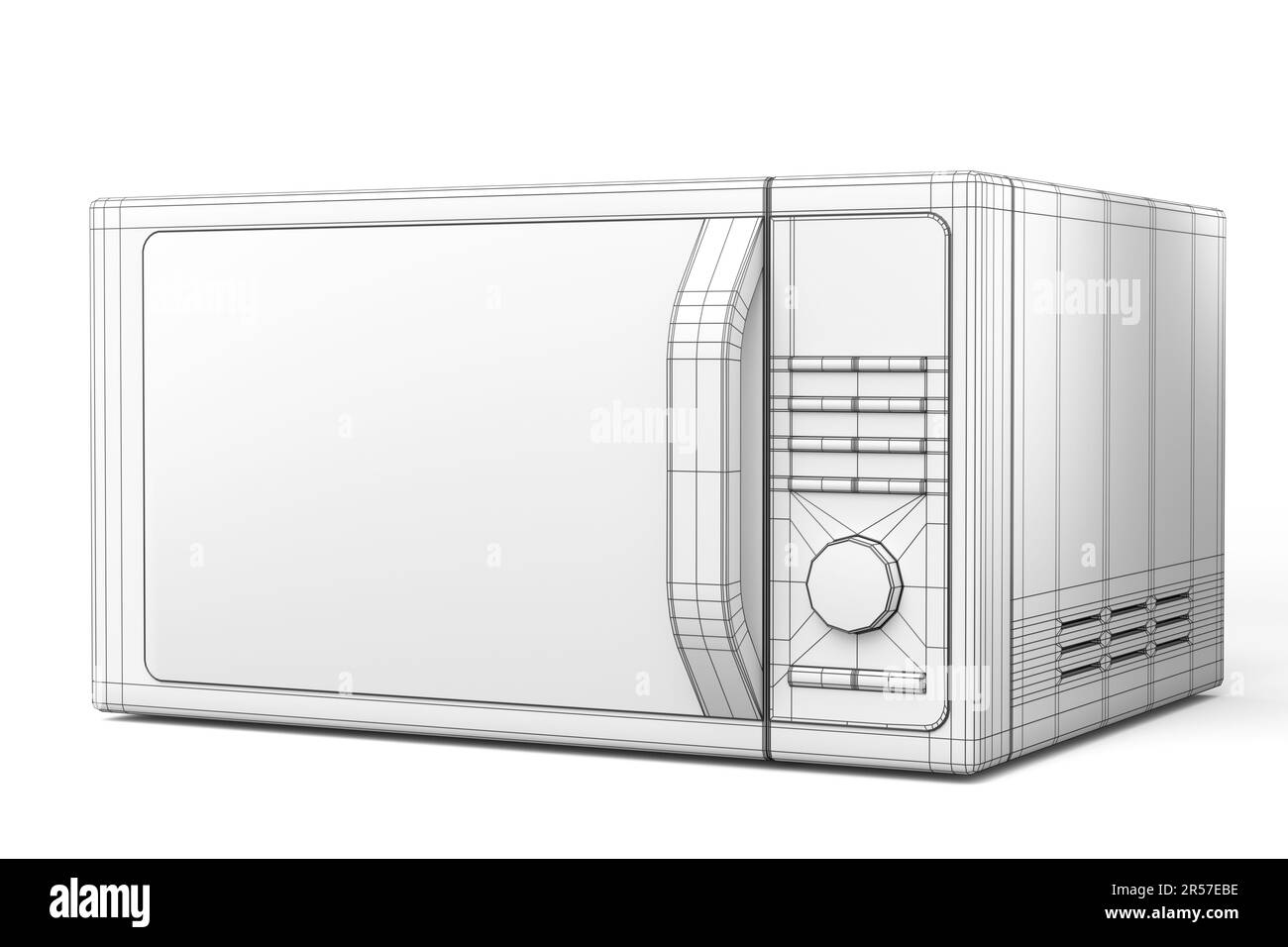 Microwave for heating food on kitchen isolated on white background. 3d render concept of layers
