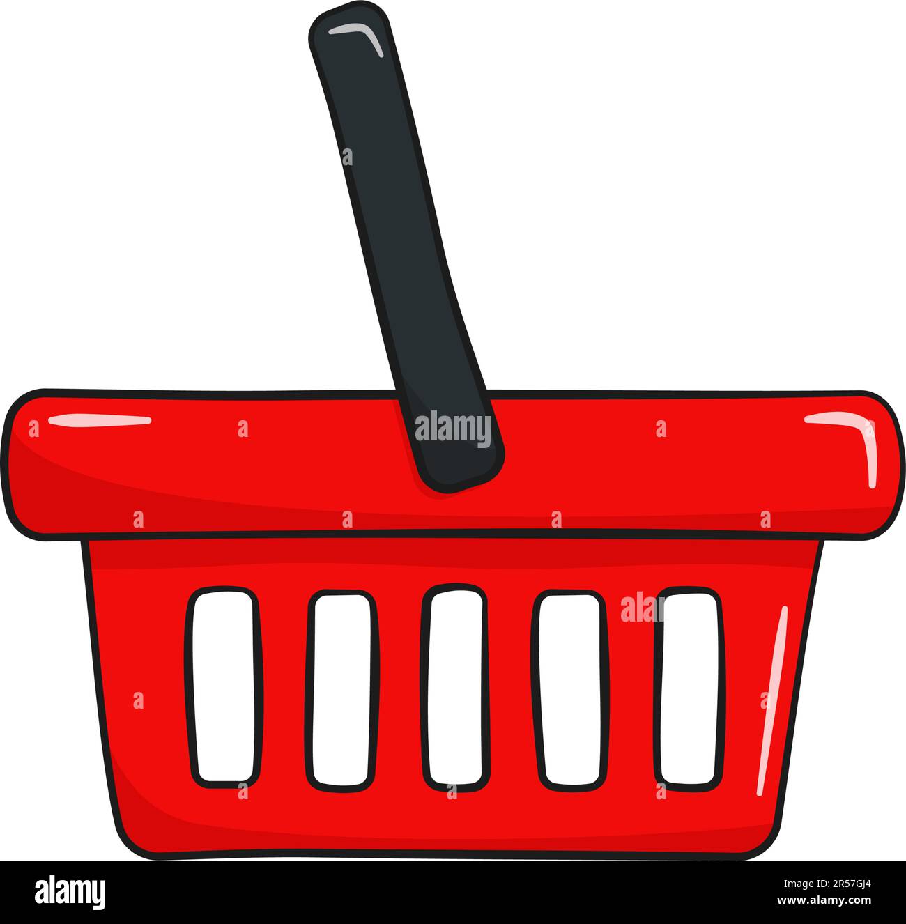 Blue shopping basket. Cartoon. Vector illustration Stock Vector Image