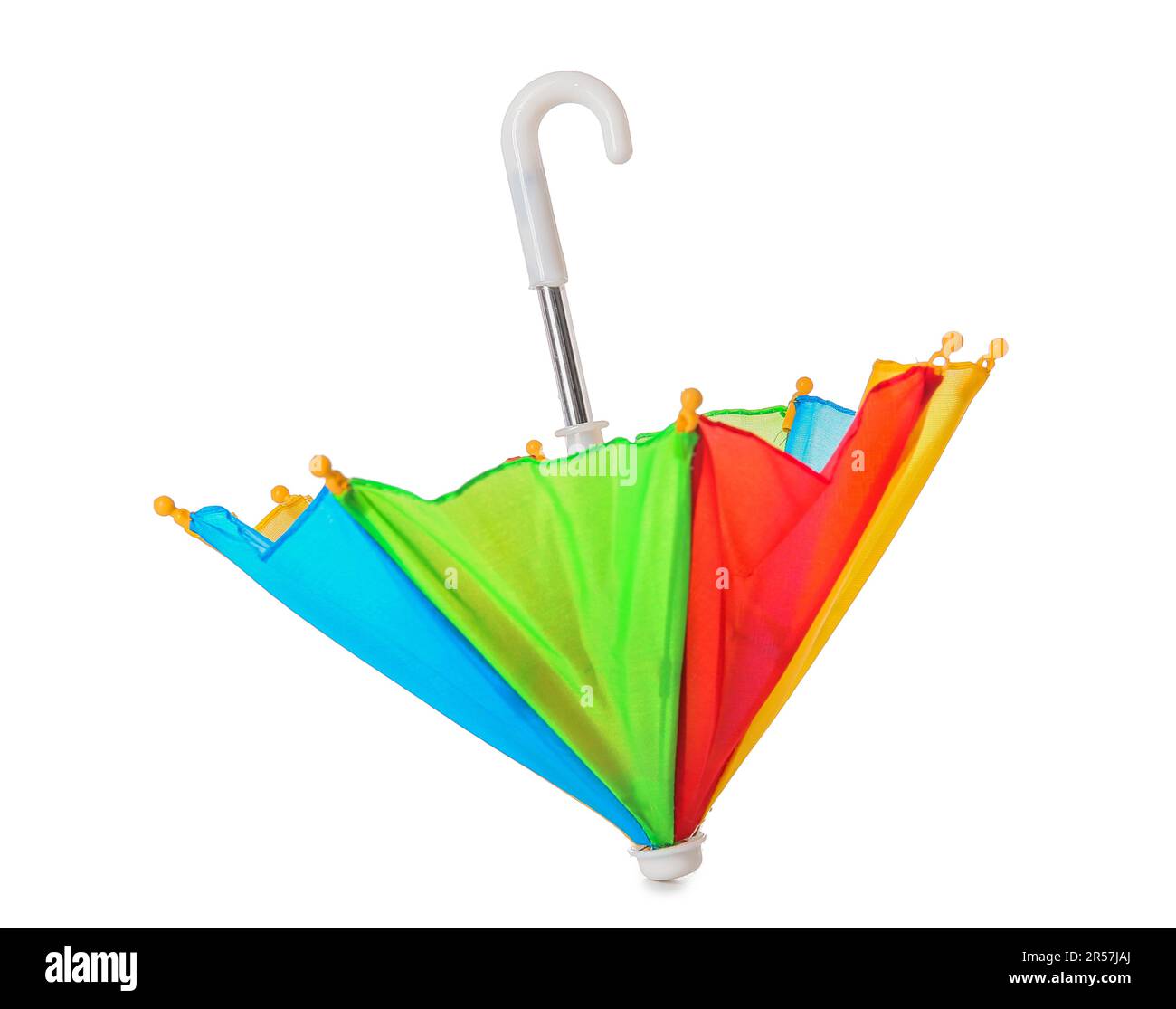Mini colorful umbrella on white background Stock Photo