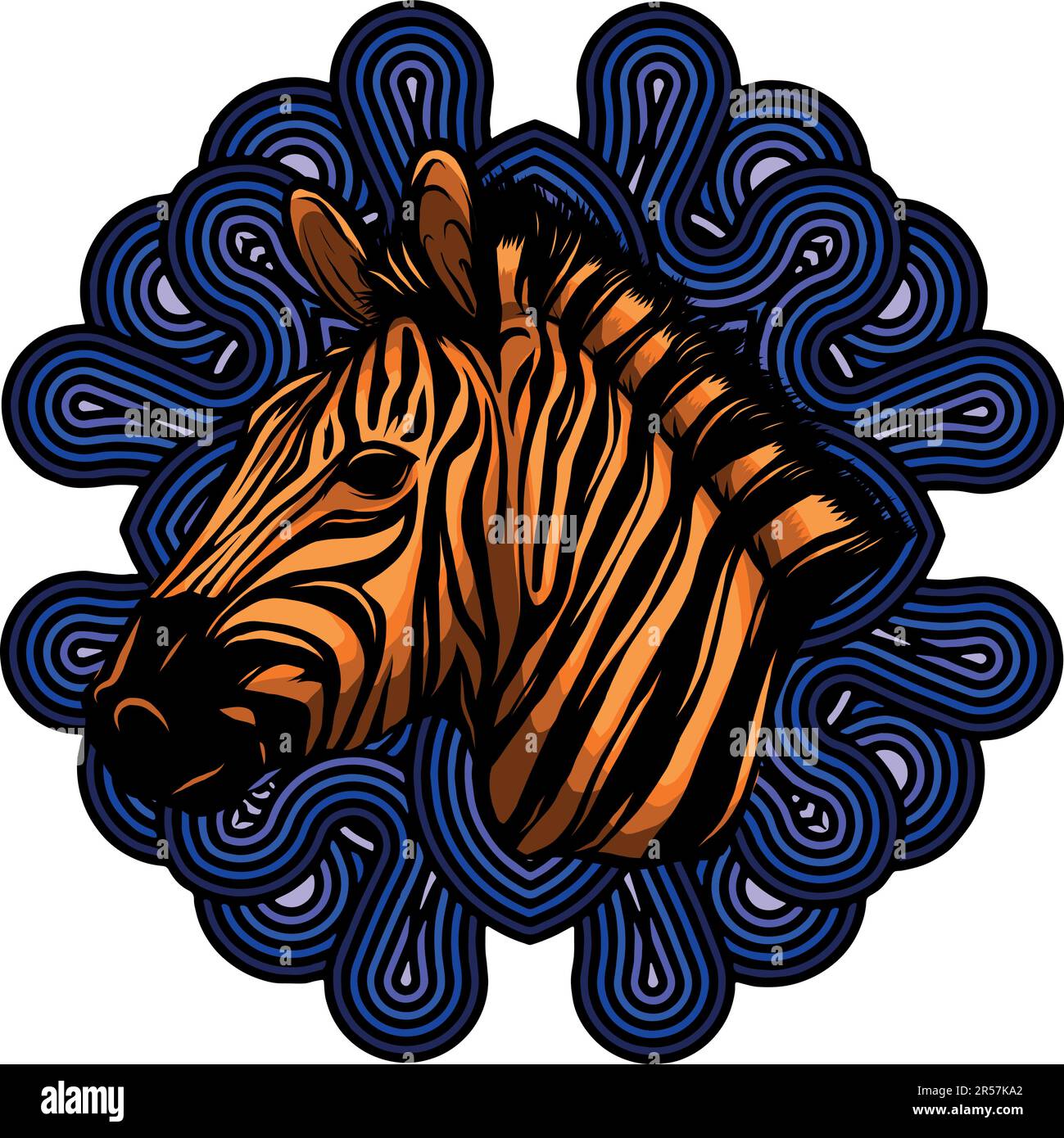 vector illustration of Zebra head with decoration Stock Vector Image ...
