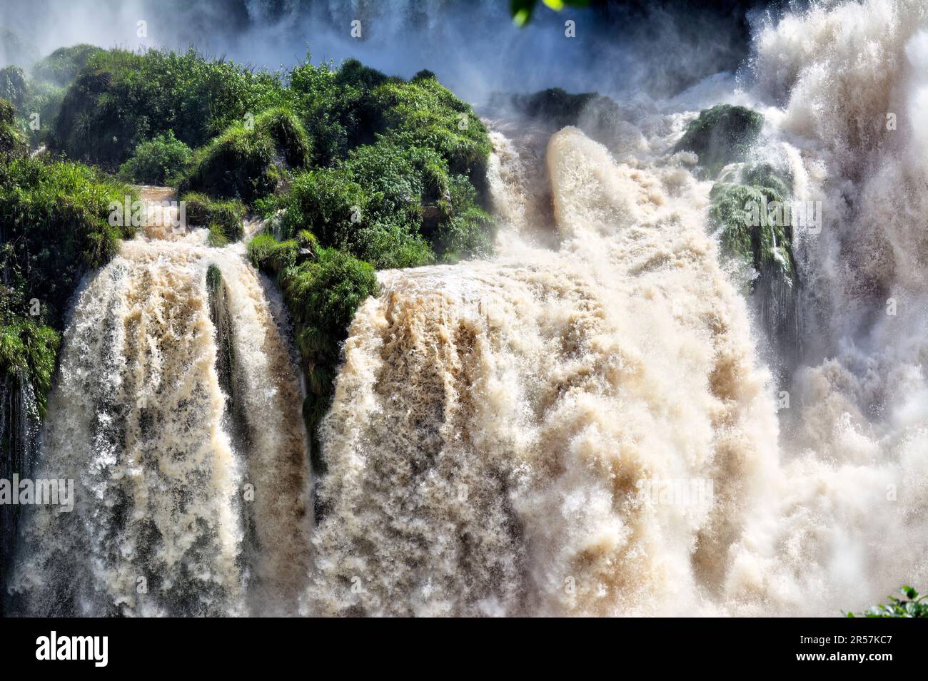 Beautiful And Powerful Raging Iguazu Falls On The Border Of Argentina ...