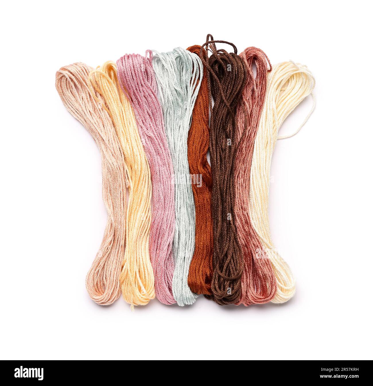 Different mouline threads isolated on white background Stock Photo - Alamy