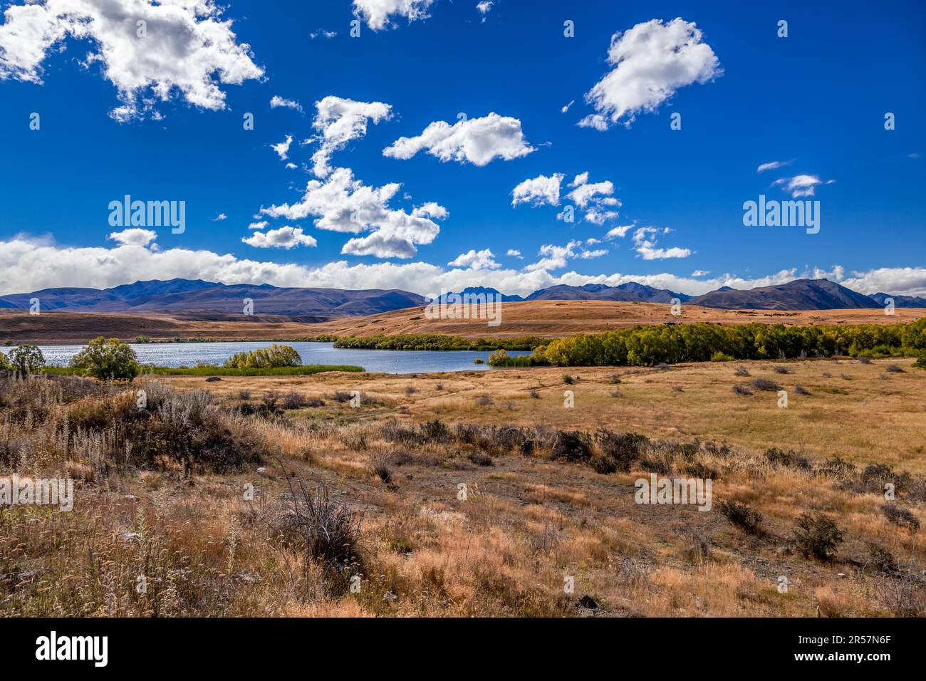 Distant View of Lake Tekapo on a Summer's afternoon Stock Photo - Alamy