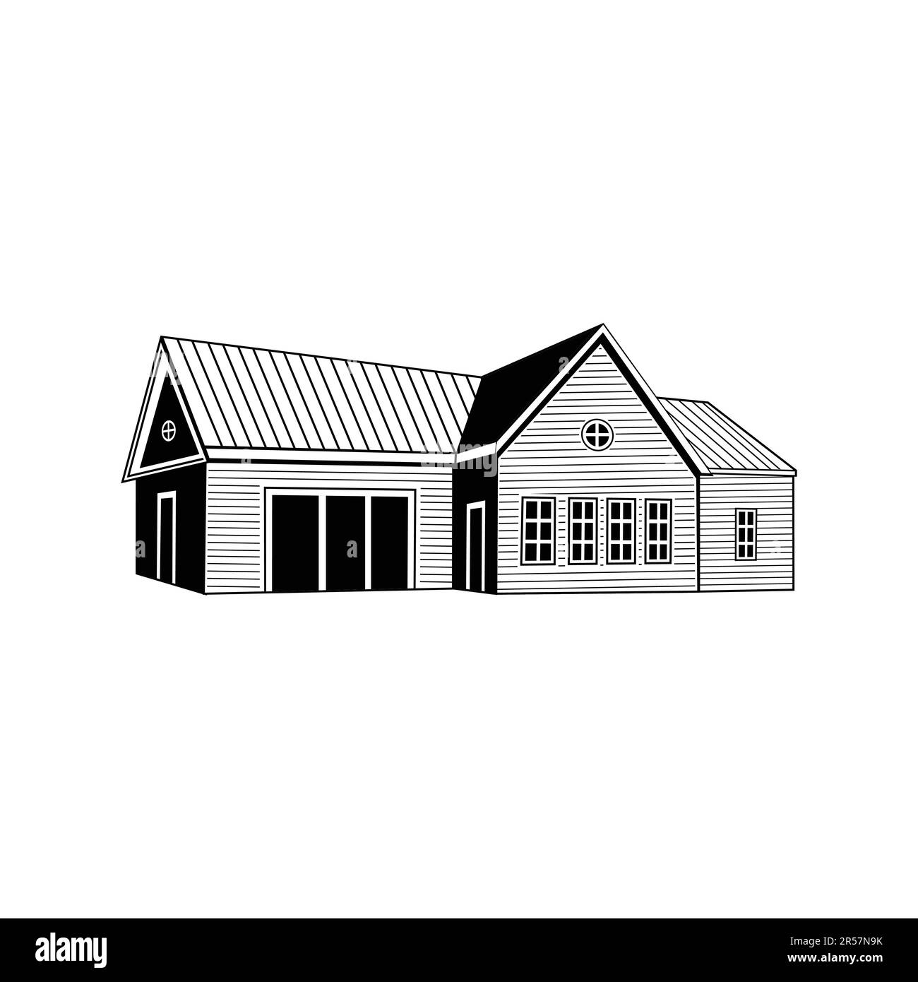 Vector flat illustration of wooden house, eco house, house on the ...