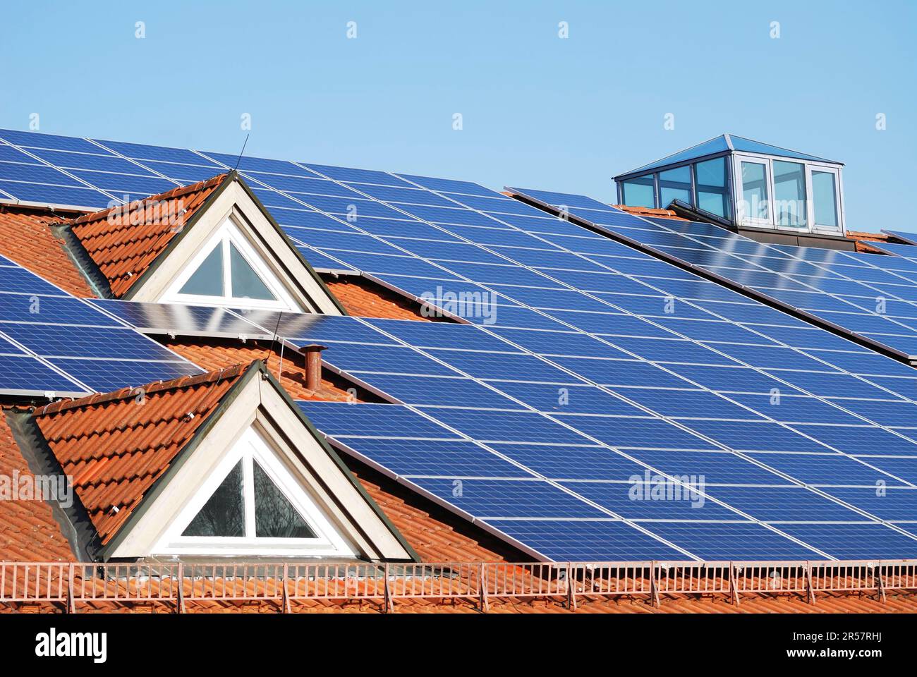 House roof with photovoltaics installation Stock Photo - Alamy