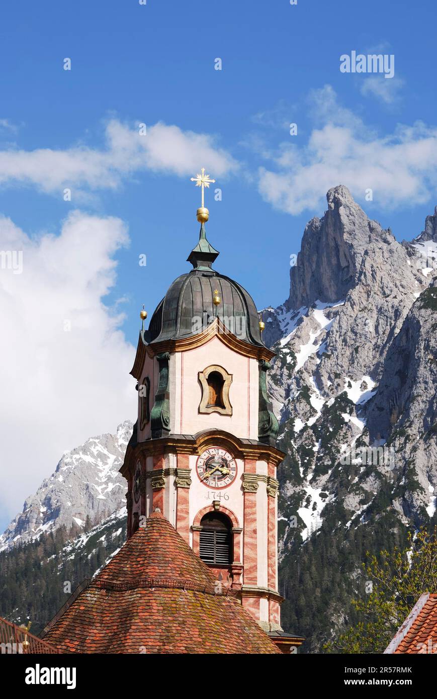 Church of Mittenwald in the bavarian alps Stock Photo - Alamy