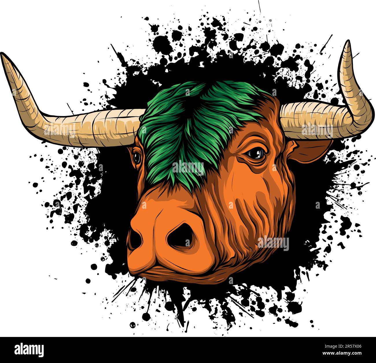 vector illustration of head bull isolated on white background Stock Vector