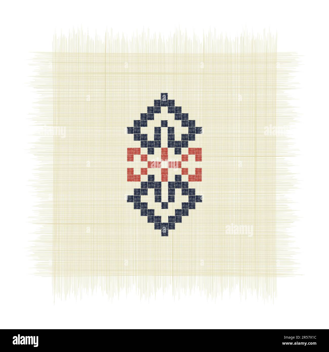 Palestinian Tatreez Roses and Arrows Cross Stitch Pattern 