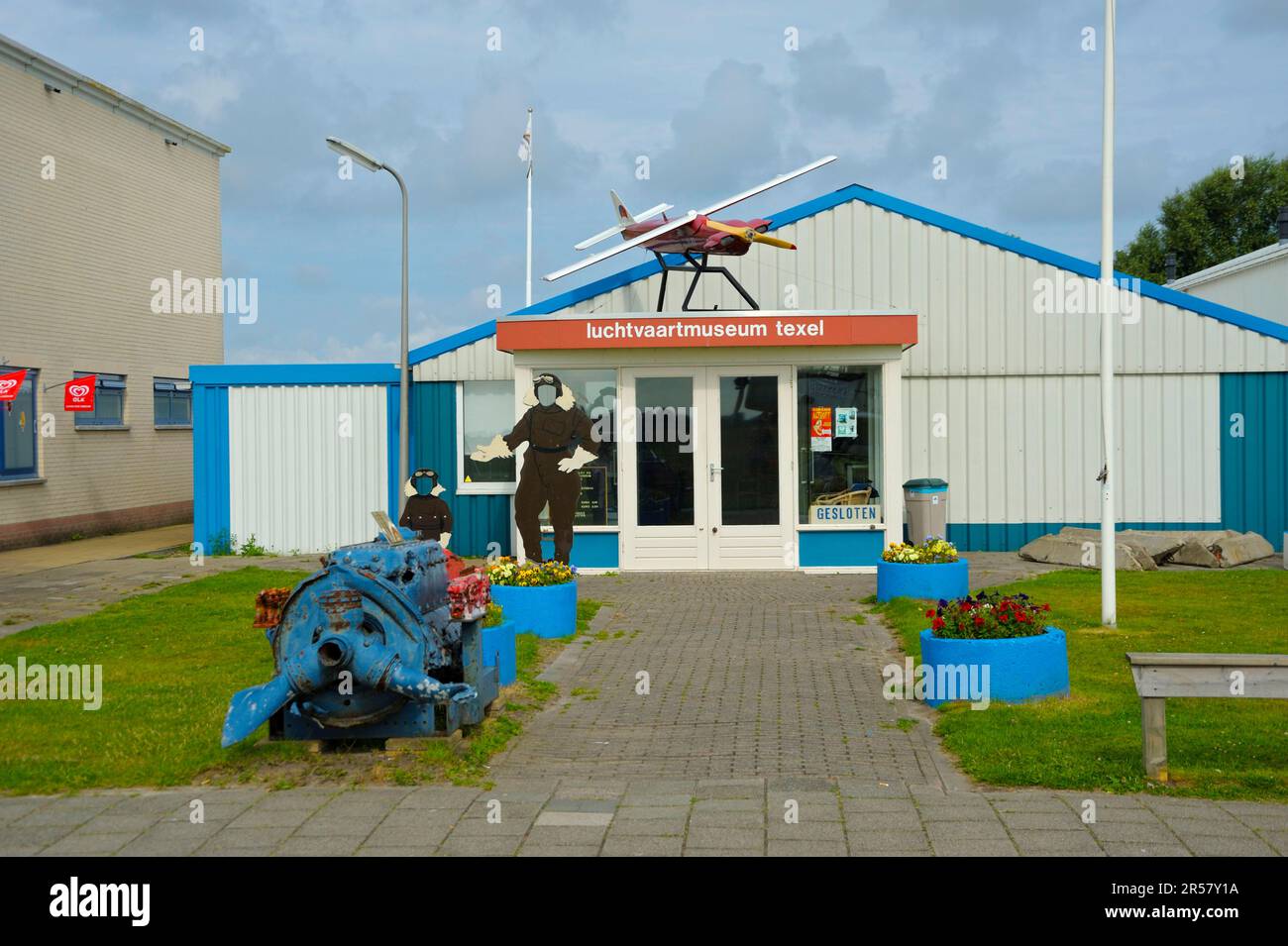 Texel Airport, Aviation Museum, Texel Island, North Sea, North Holland, Netherlands Stock Photo Texel Airport, Aviation Museum, Texel Island, North Sea, North Holland, Netherlands Stock Photo