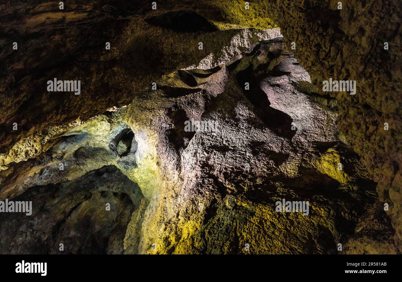 Limestone Bat Cave Jaskinia Nietoperzowa known for multiple species of nesting bats in Jerzmanowice village in Bedkowska Valley near Cracow in Poland Stock Photo