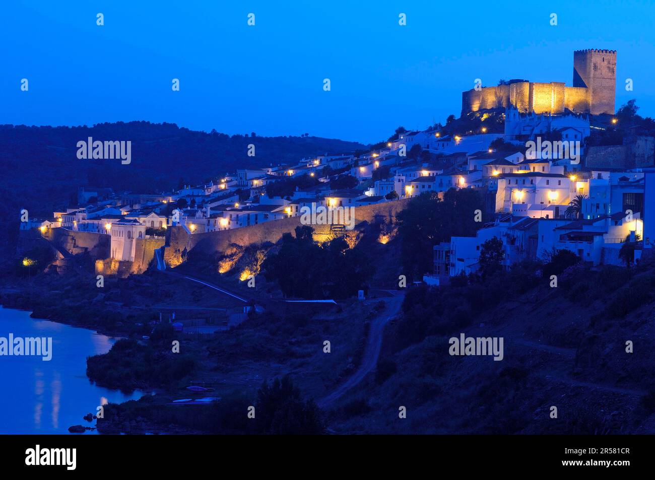 Moorish castle of Mertola, Guadiana River, Alentejo, Portugal Stock Photo