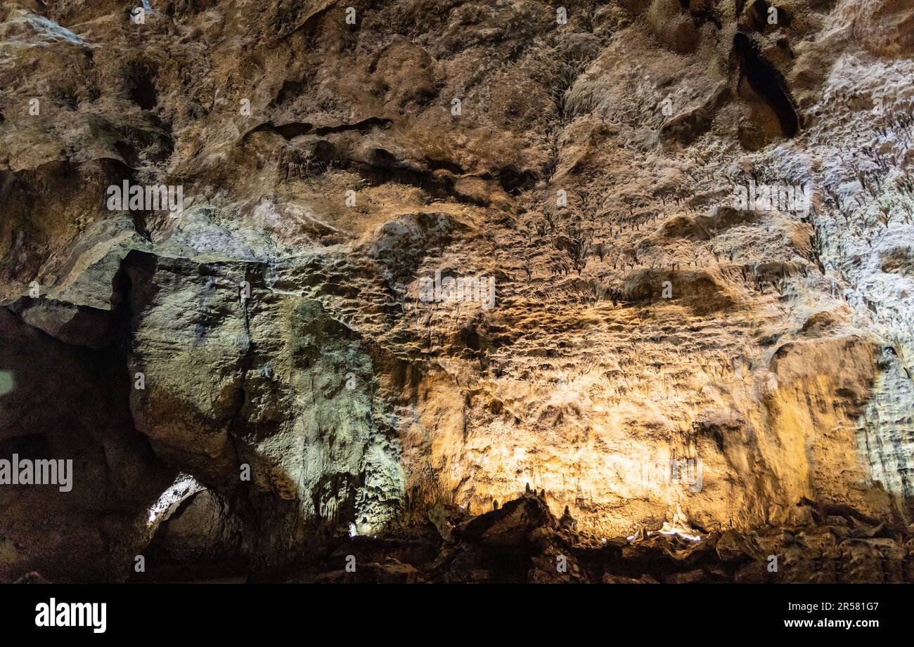 Limestone Bat Cave Jaskinia Nietoperzowa known for multiple species of nesting bats in Jerzmanowice village in Bedkowska Valley near Cracow in Poland Stock Photo