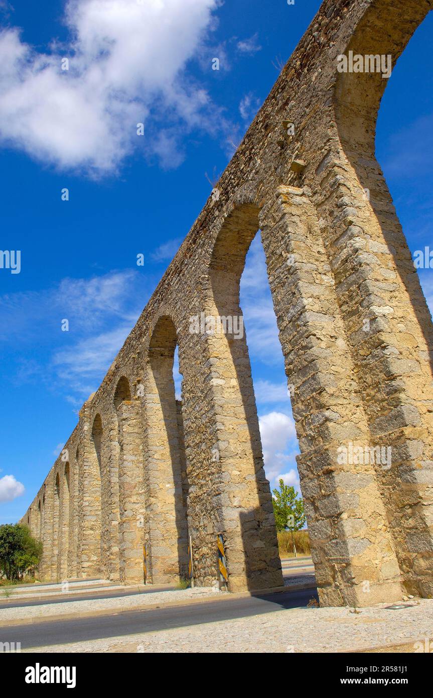 Amoreira Aqueduct, Elvas, Alto Alentejo, Portalegere, Portugal Stock Photo