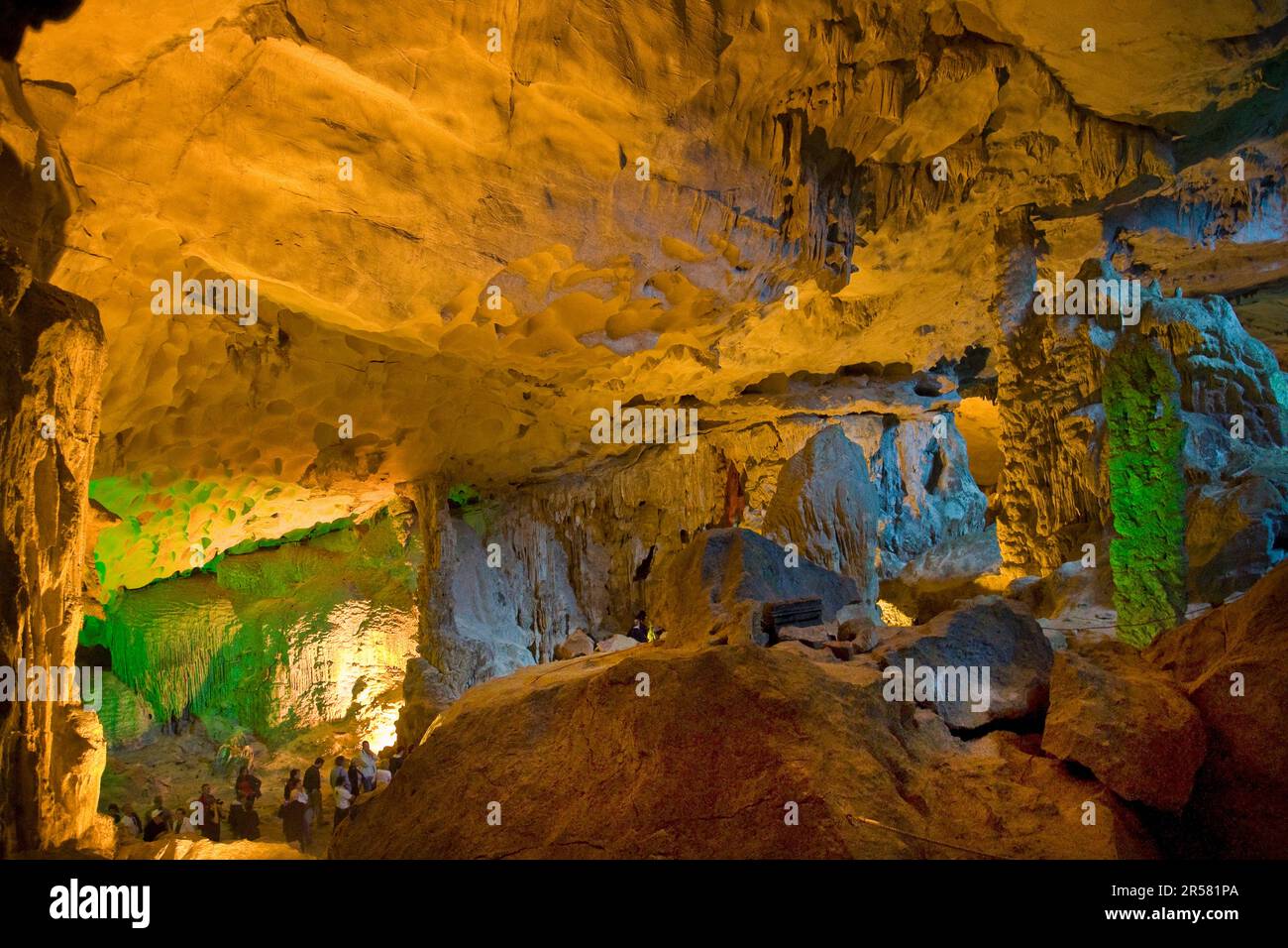 Hang Sung Sot or Surprise caves. Bo Hon Island. Halong bay. Vietnam Stock Photo