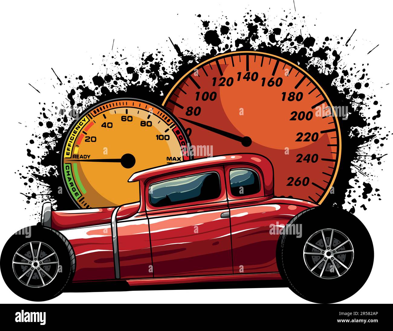 vector illustration of american hot rod car Stock Vector