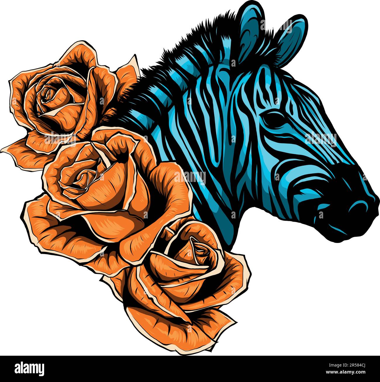 vector illustration of zebra head with roses Stock Vector Image & Art ...