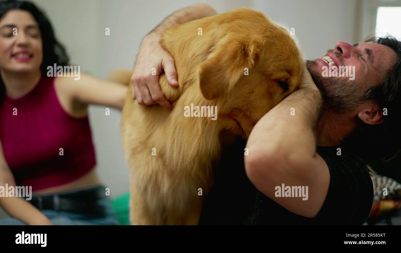 Photo inspiration: Fresh Look at Happy Male Dog Owner Interacting With Playful Golden Retriever Pet
