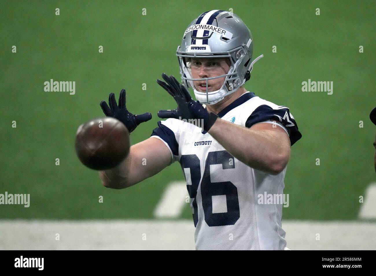 Arlington, United States. 26th Aug, 2023. Dallas Cowboys tight end Luke  Schoonmaker (86) scores a touchdown during a NFL preseason season game  between the Las Vegas Raiders and Dallas Cowboys at ATT