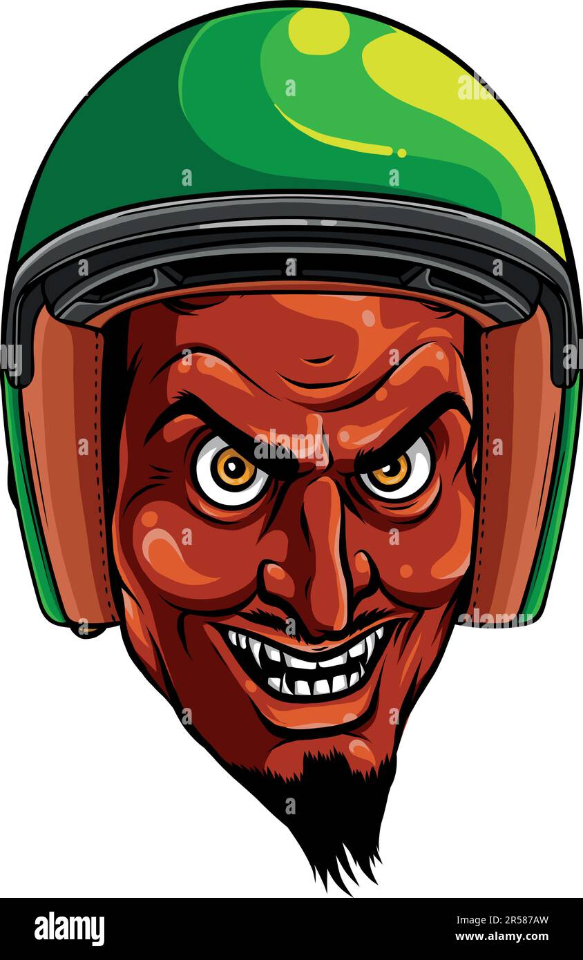 vector illustration of devil head with helmet Stock Vector