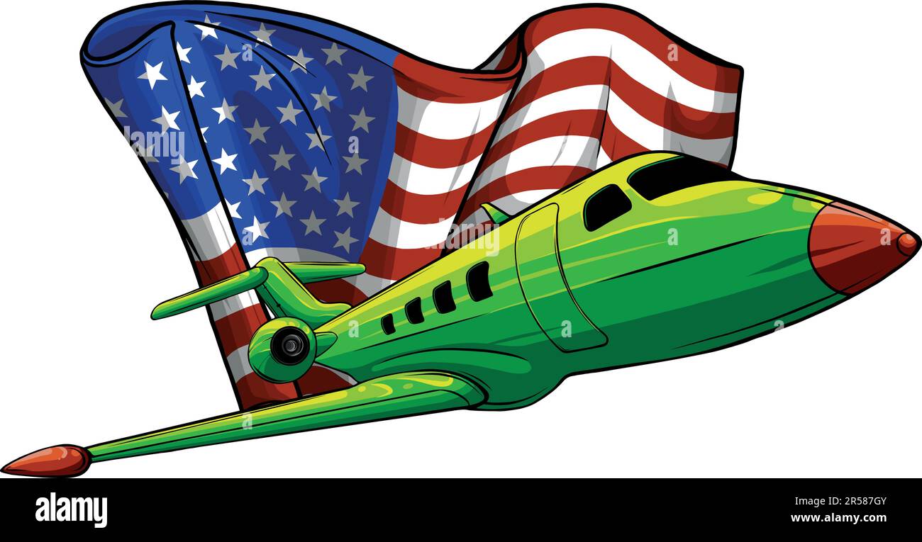 vector illustration of airplane with american flag Stock Vector Image