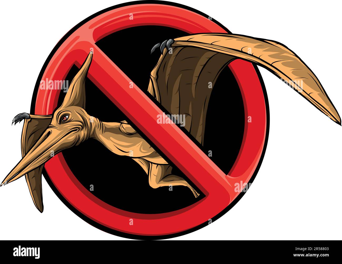 vector illustration of pteranodon forbiddenon white background Stock Vector