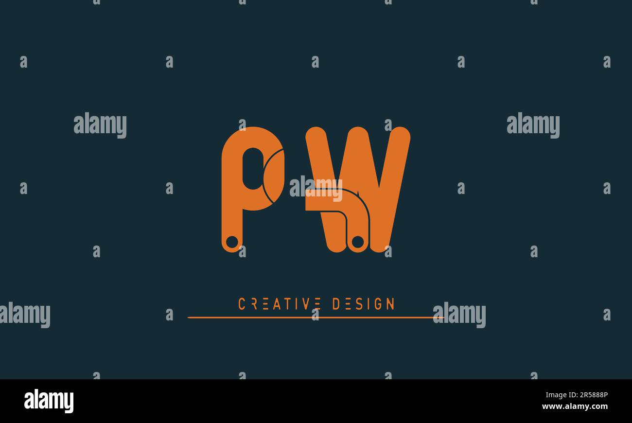 Alphabet letters Modern Creative logo PW , WP Stock Vector