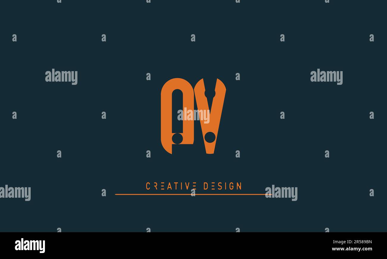 Alphabet letters Modern Creative logo PV , VP Stock Vector