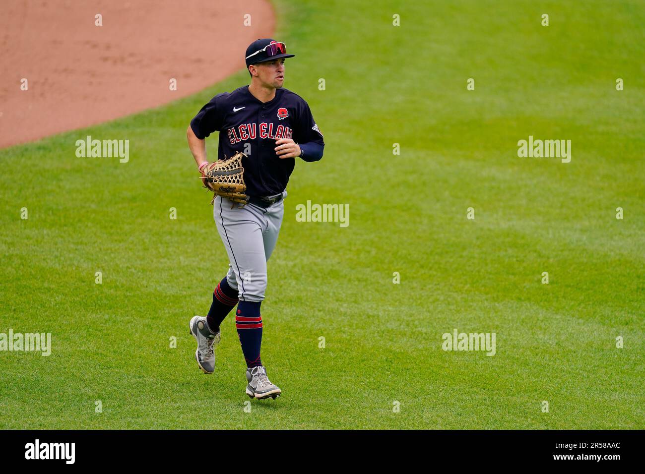 Cleveland Guardians right fielder Will Brennan greets teammates after the  ninth inning of a baseball game against the Detroit Tigers, Wednesday,  April 19, 2023, in Detroit. (AP Photo/Carlos Osorio Stock Photo - Alamy