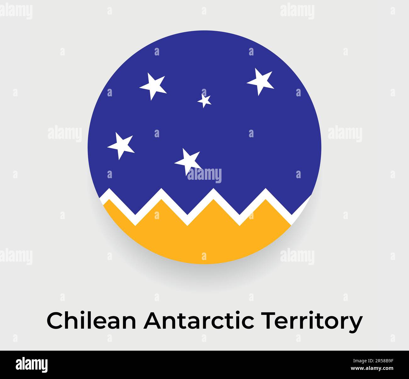 Chilean Antarctic Territory flag bubble circle round shape icon vector 