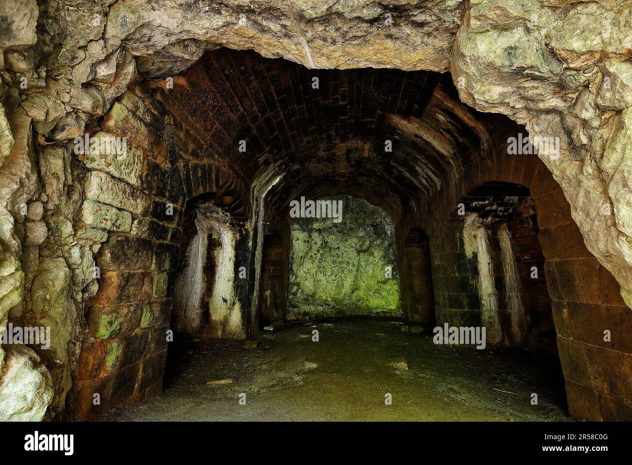Abandoned Old East Buxton Lime Kiln located on the Monsal Trail in the