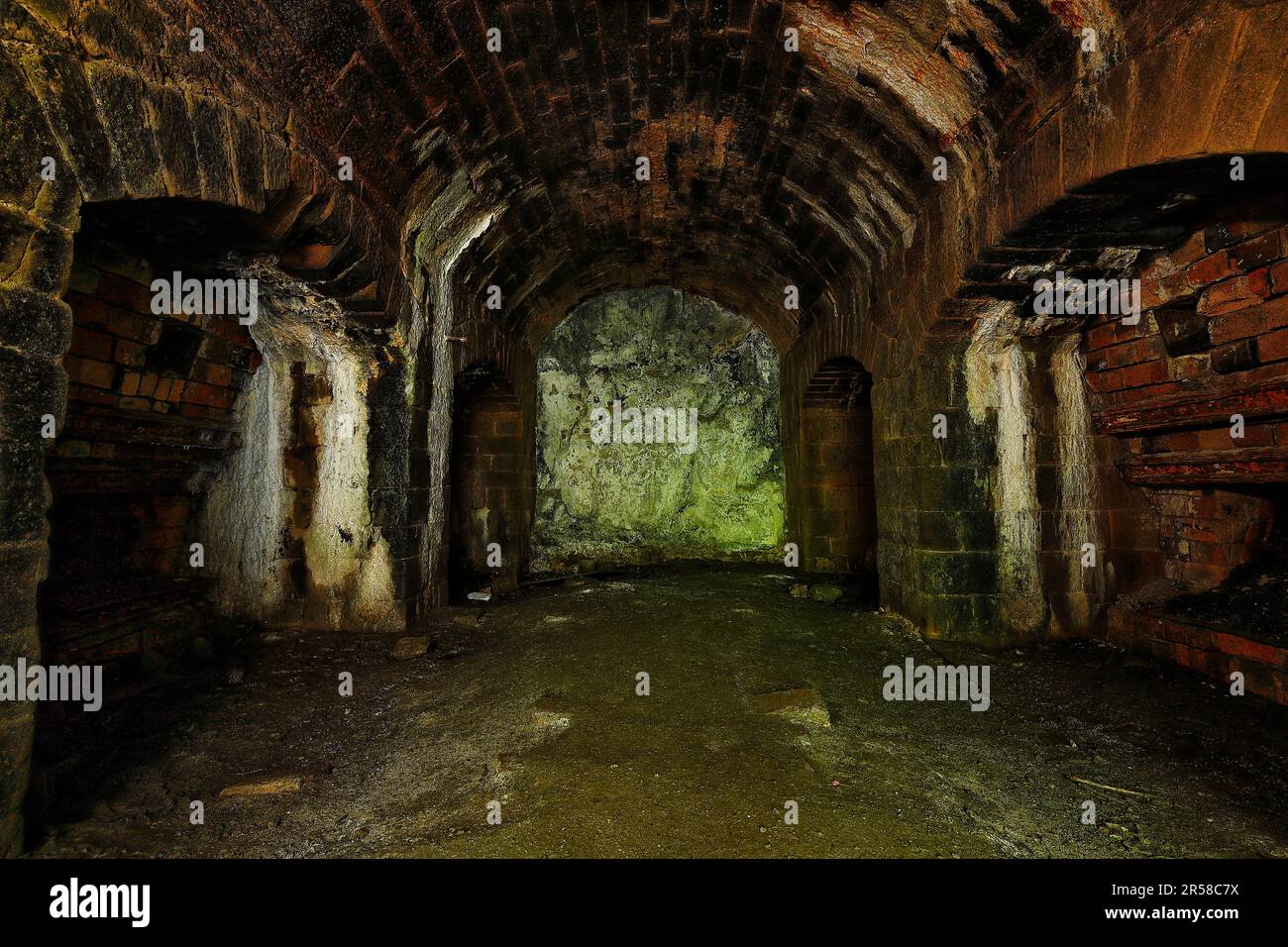 Abandoned Old East Buxton Lime Kiln located on the Monsal Trail in the