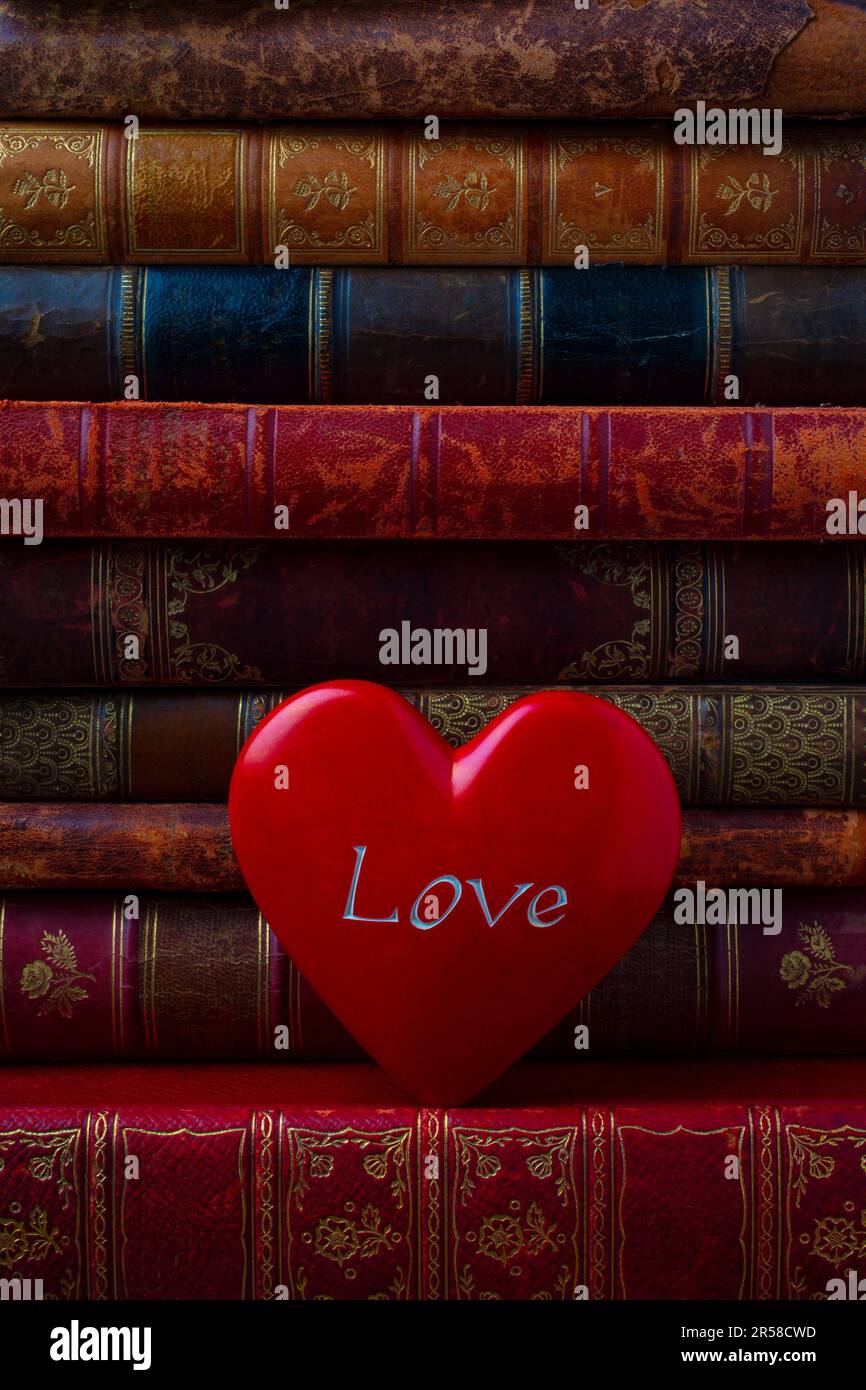 Love Old Books heart Still life Stock Photo