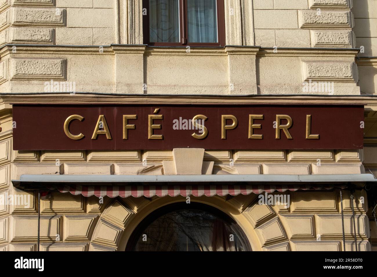 vienna, austria - 01 April 2023 outside the coffee shop, a traditional Viennese coffee shop. evening time Stock Photo