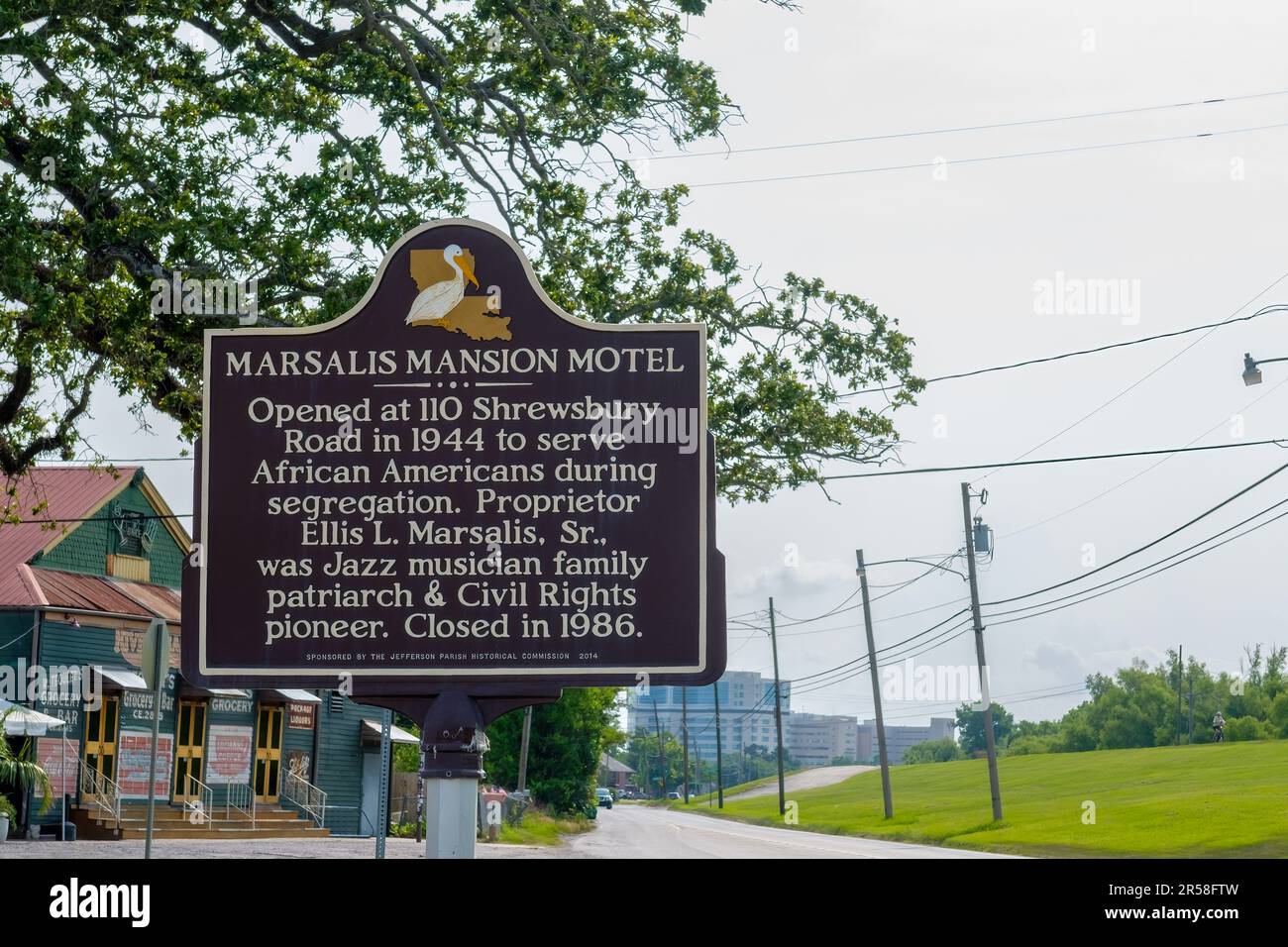 Jefferson, LA, USA MAY 29, 2023 Historic marker for the Marsalis