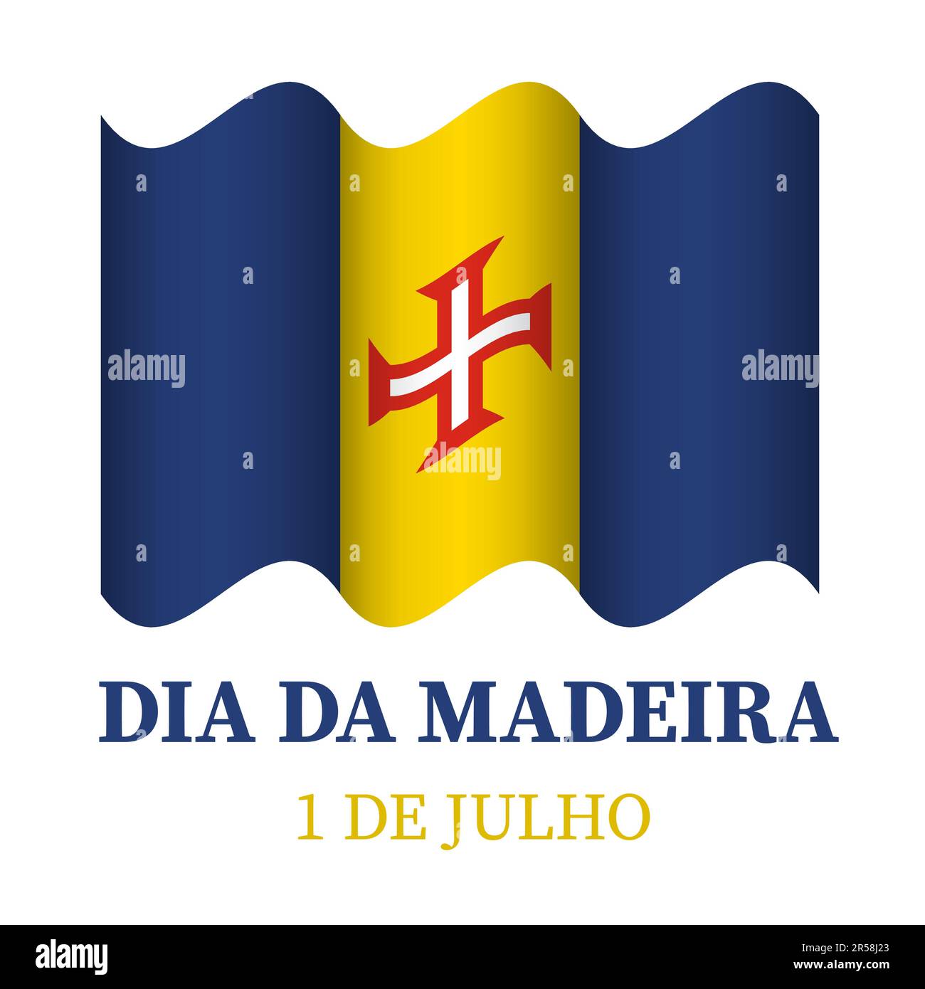 Madeira Day typography poster in Portuguese. Holiday celebration on July 1. Vector template for banner, flyer, greeting card, etc. Stock Vector