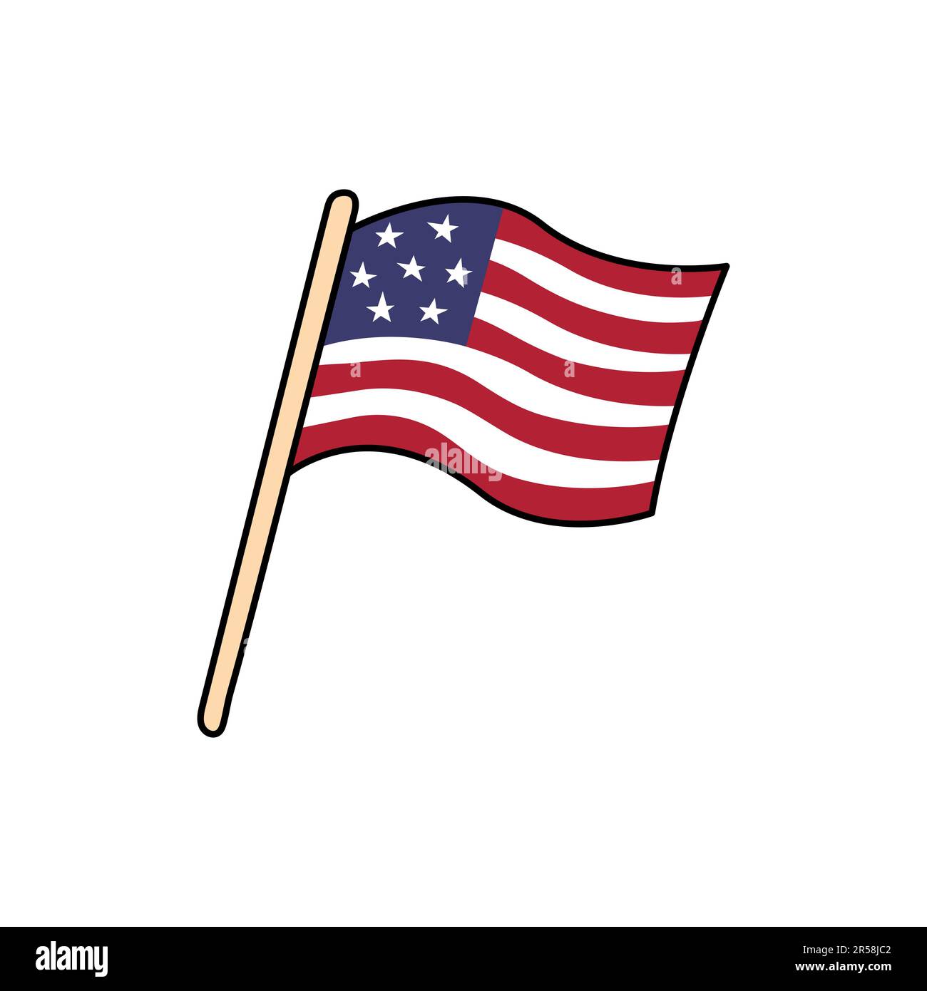 USA flag doodle. Vector illustration. Symbol of United States of