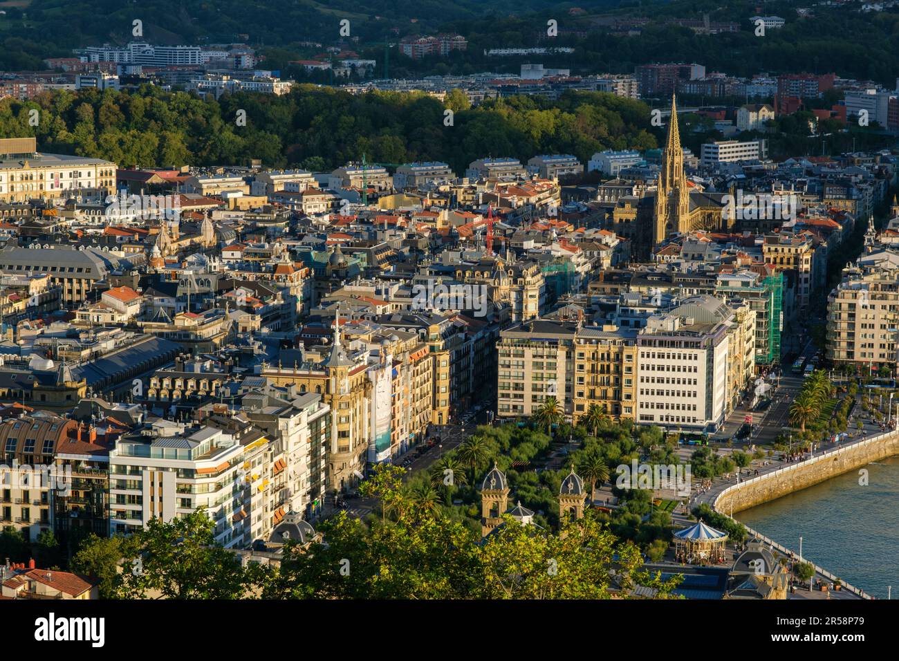 Donostia-San Sebastian, Spain - 15 September 2022: San Sebastian City from Urgull mount Stock Photo