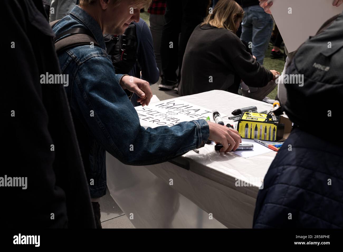 Seattle, USA. 31 May, 2023. Amazon corporate employees walk out of ...