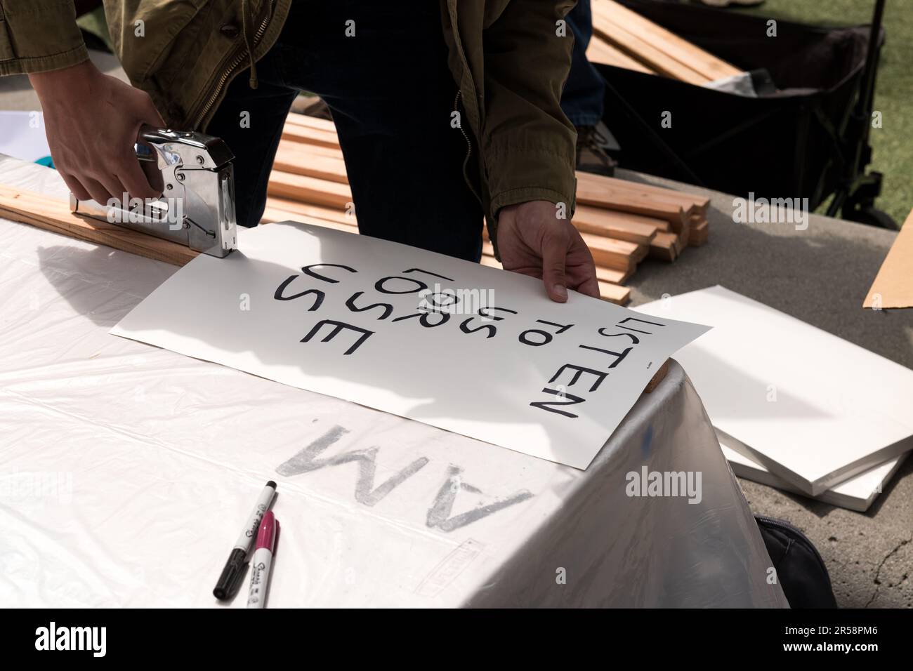Seattle, USA. 31 May, 2023. Amazon corporate employees walk out of ...