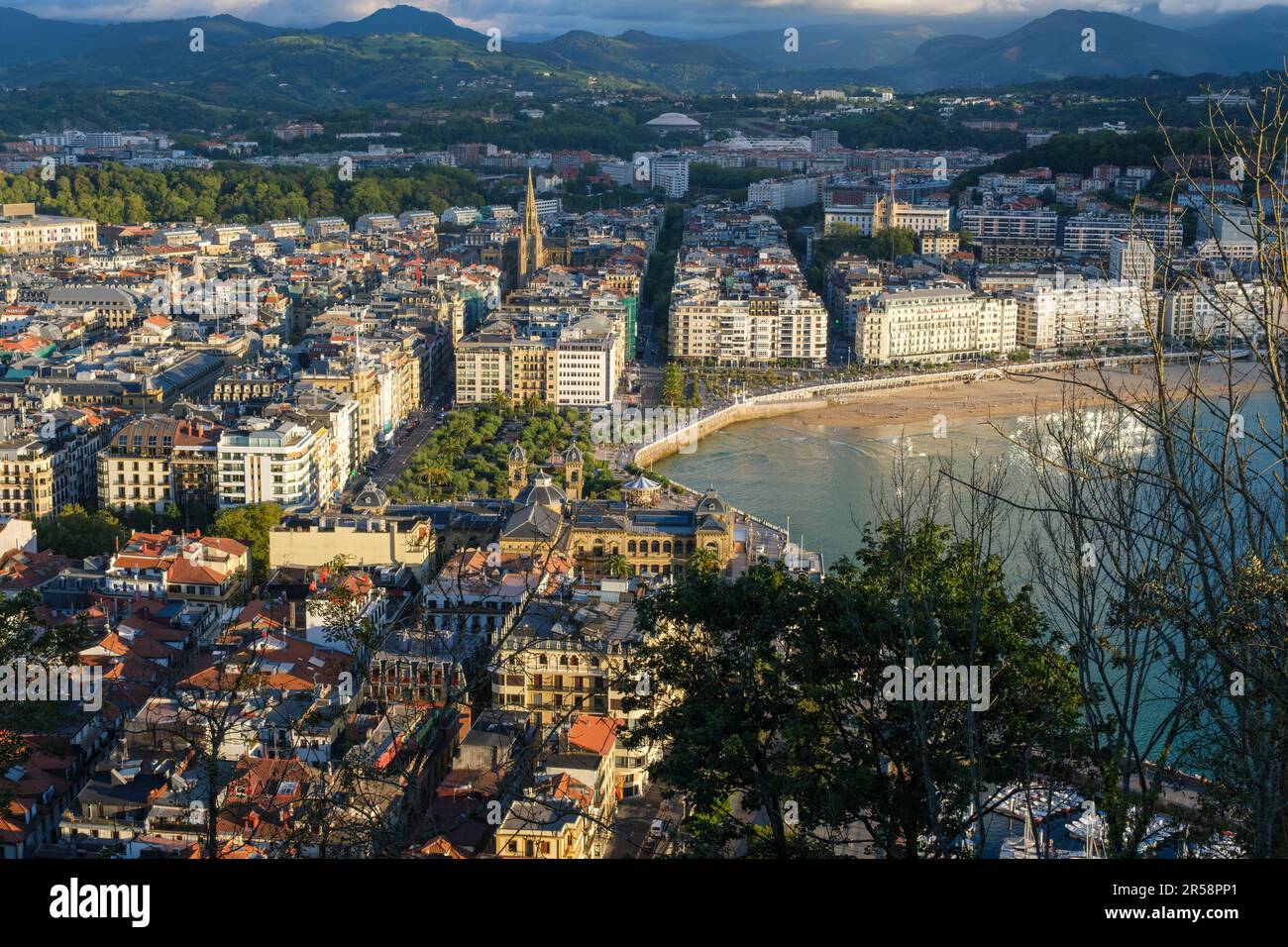 Donostia-San Sebastian, Spain - 15 September 2022: San Sebastian City from Urgull mount Stock Photo