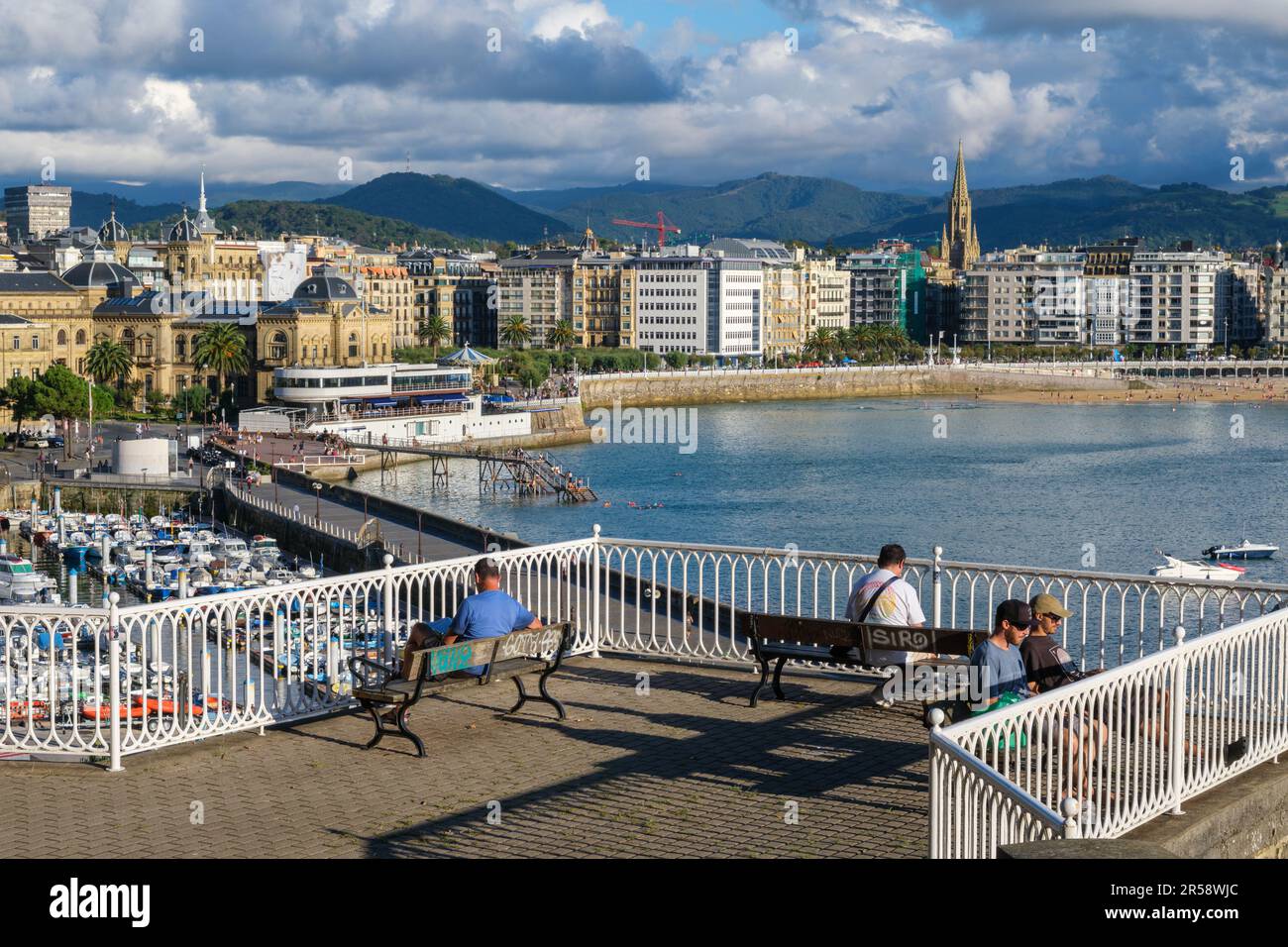 Donostia-San Sebastian, Spain - 15 September 2022: La Concha Beach from Urgull mount Stock Photo