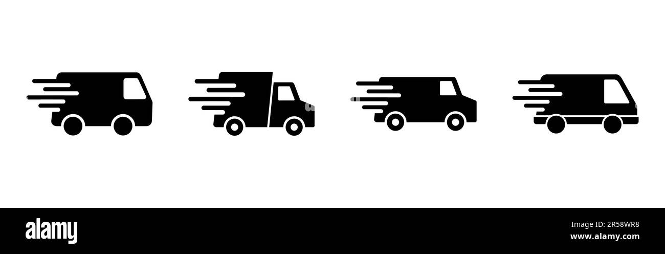 Fast shipping delivery truck icon set. Delivery truck icon. fast ...