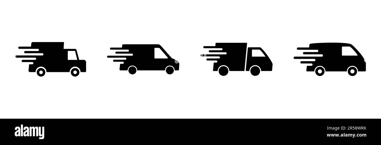 Fast shipping delivery truck icon set. Delivery truck icon. fast ...
